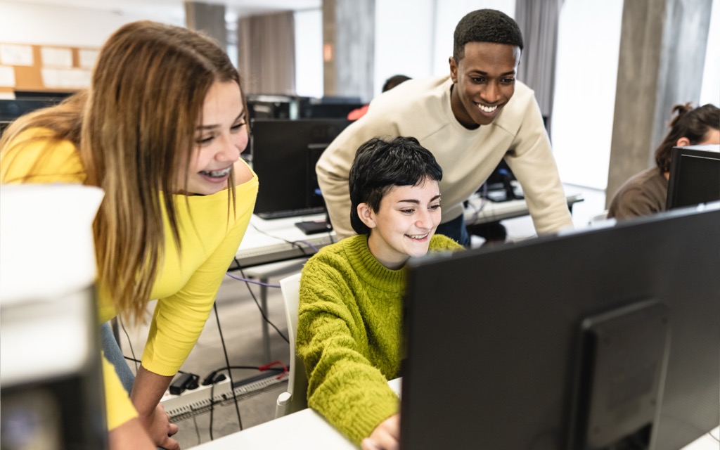 Students learning at donated computers